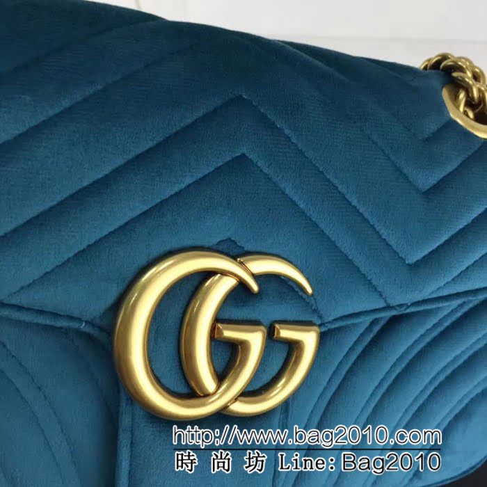 GUCCI古馳頂級原單 新款專櫃品質 實物實拍 443497絨布 綠色鏈條單肩斜挎包 HY1119